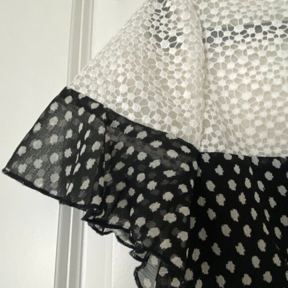 KARL LAGERFELD PARIS Vintage Polka Dot Ruffle Hem Knee-length Dress 14 - Picture 4 of 5